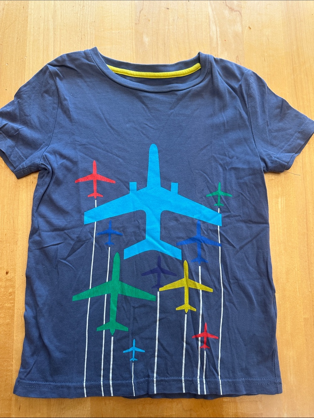 Mini Boden Navy Airplane Graphic Tee - Blue/Green/Yellow